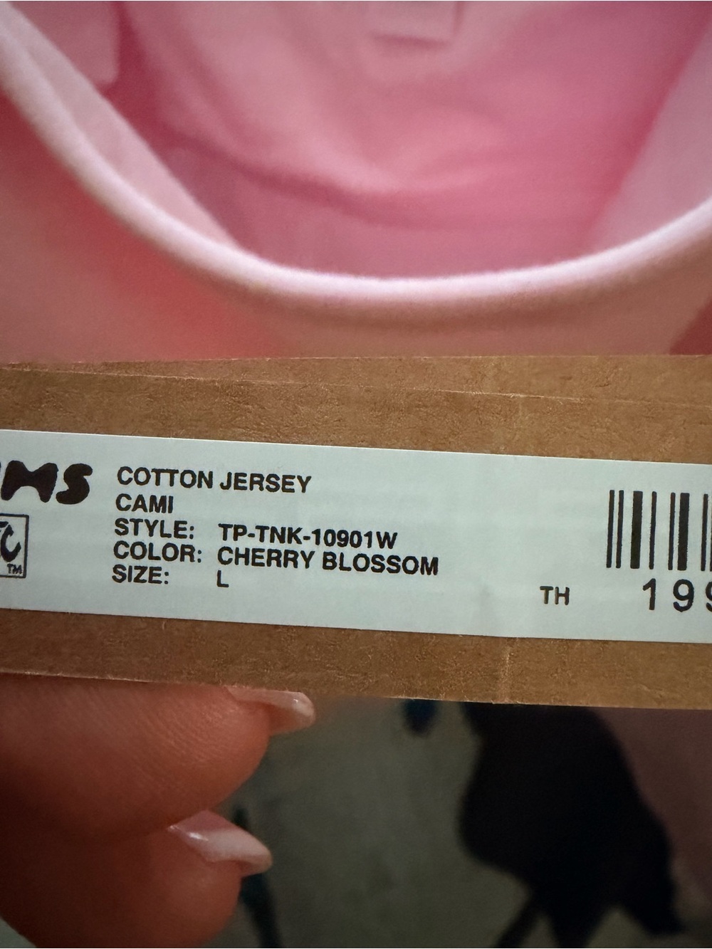 SKIMS COTTON JERSEY CAMI STYLE: TP-TNK-10901W COLOR: CHERRY BLOSSOM SIZE: L - Picture 2 of 2